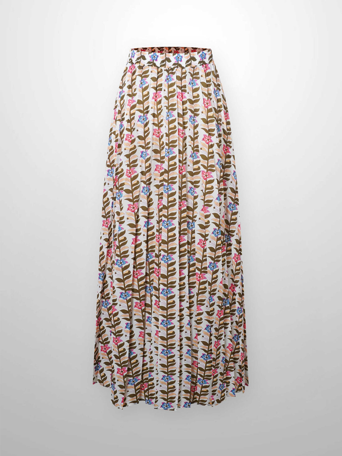 Covered Band Pleated Skirt 37"-Floral Vines