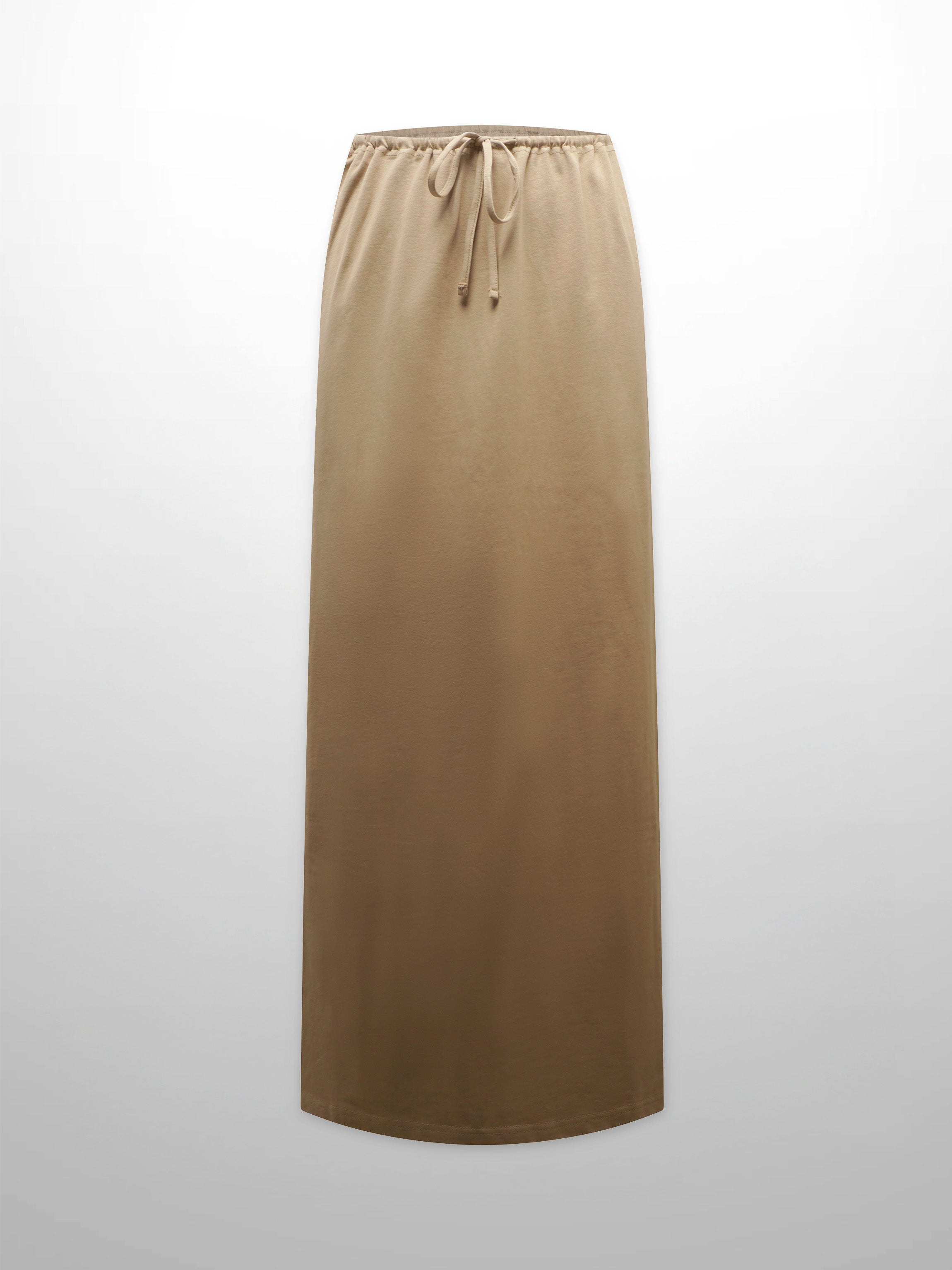 Straight Maxi Drawstring T-Shirt Skirt-Tan