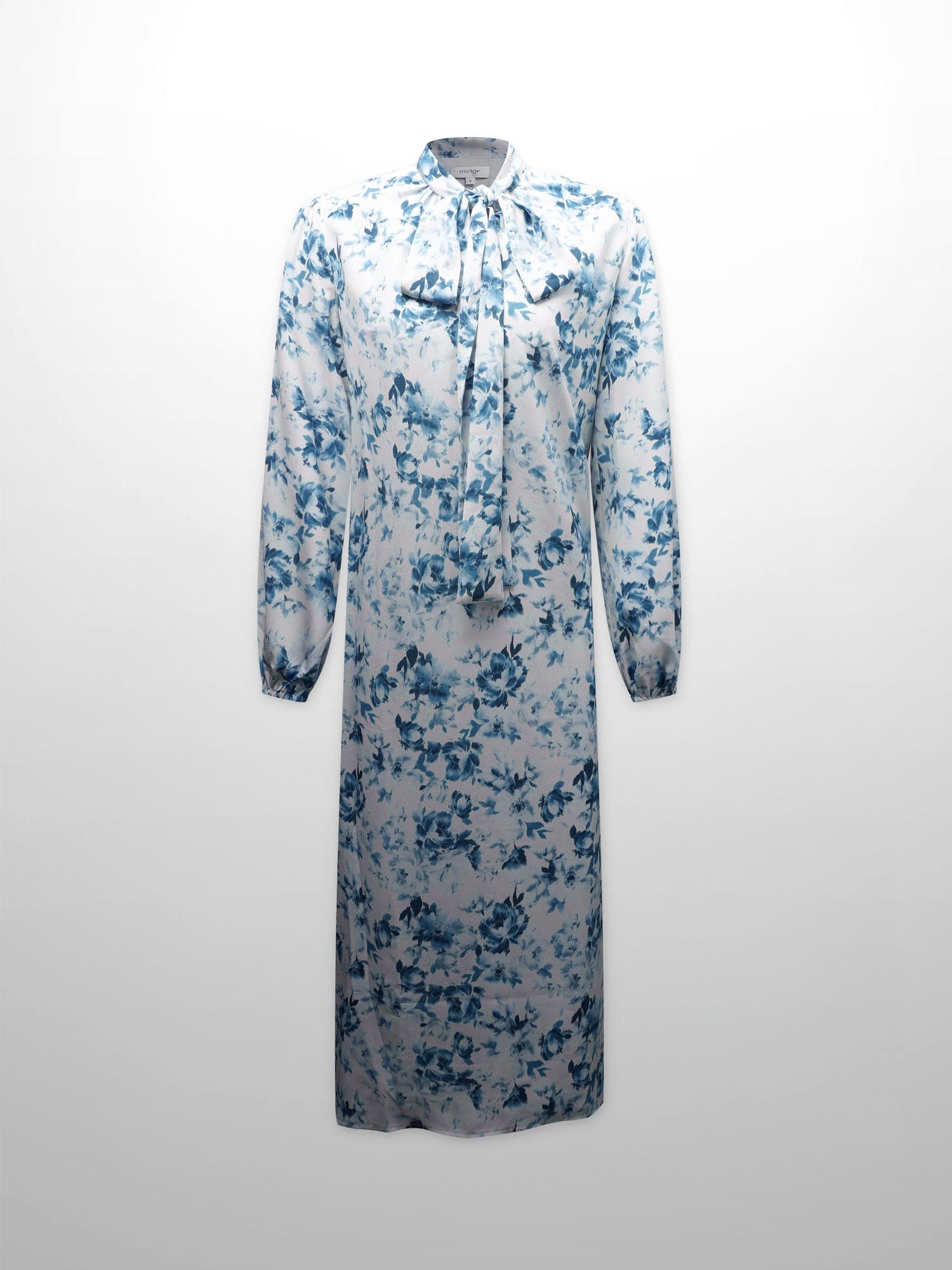Tie Front Shirtdress-Light Blue Floral