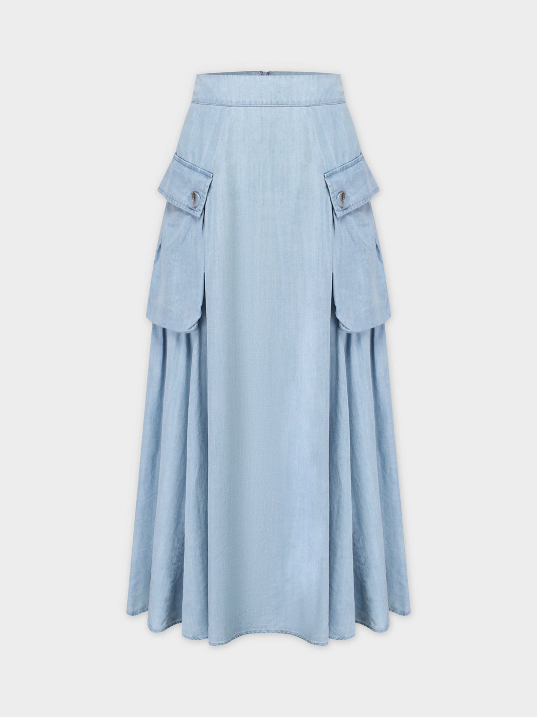 Button Cargo Pocket Skirt-Denim