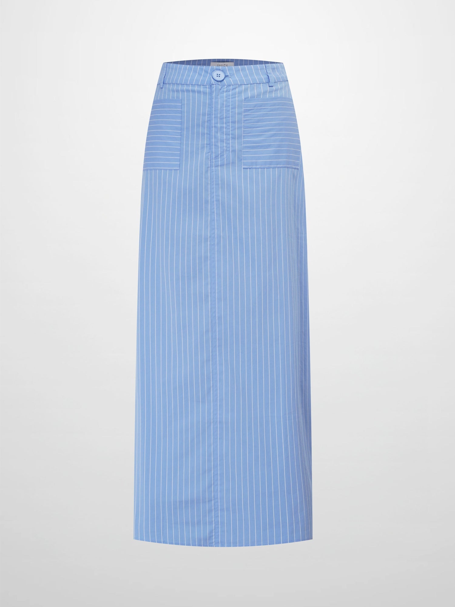 Pinstripe Straight Pocket Skirt-Light Blue