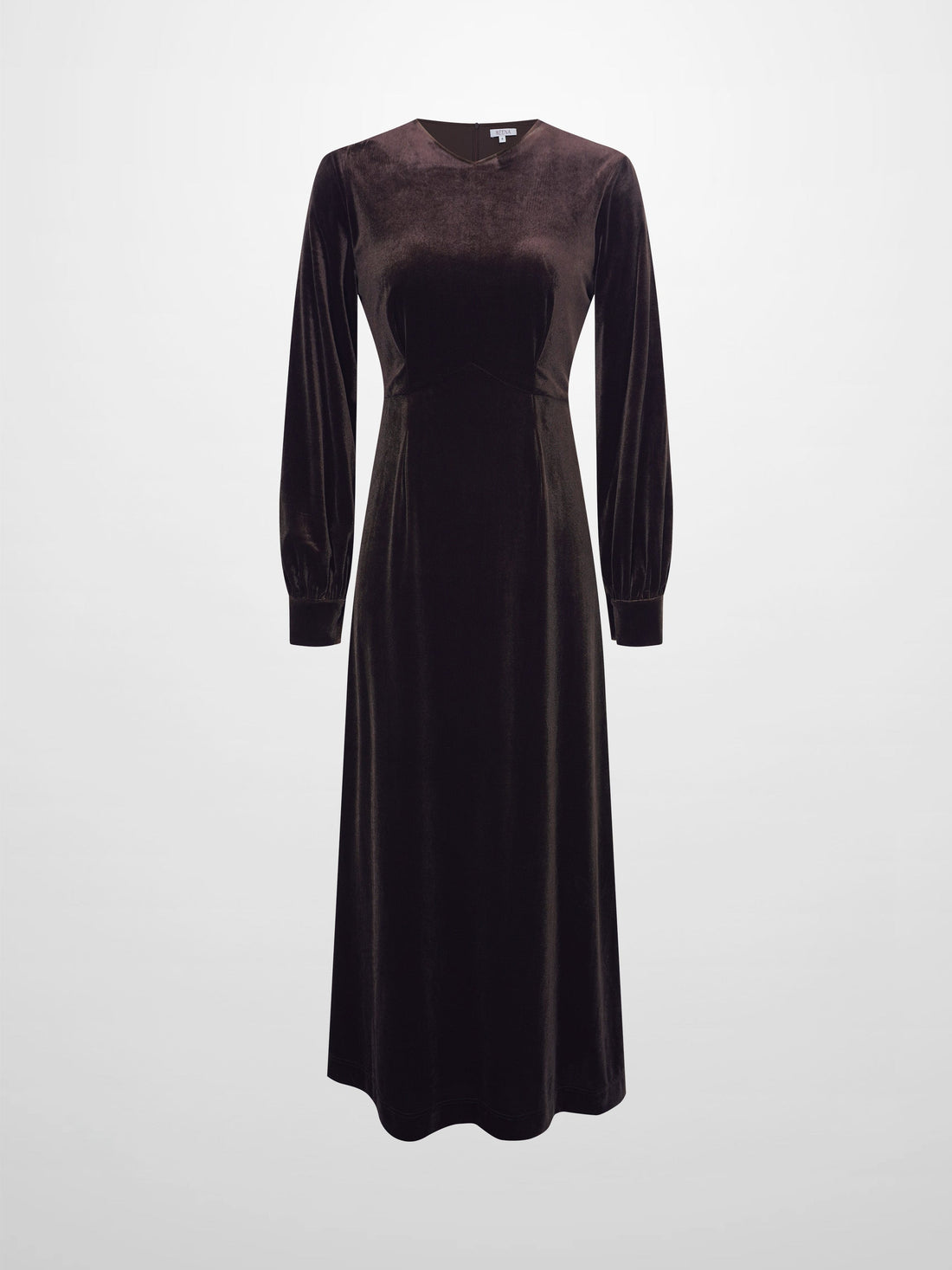 Velour Empire Waist Maxi Dress-Brown