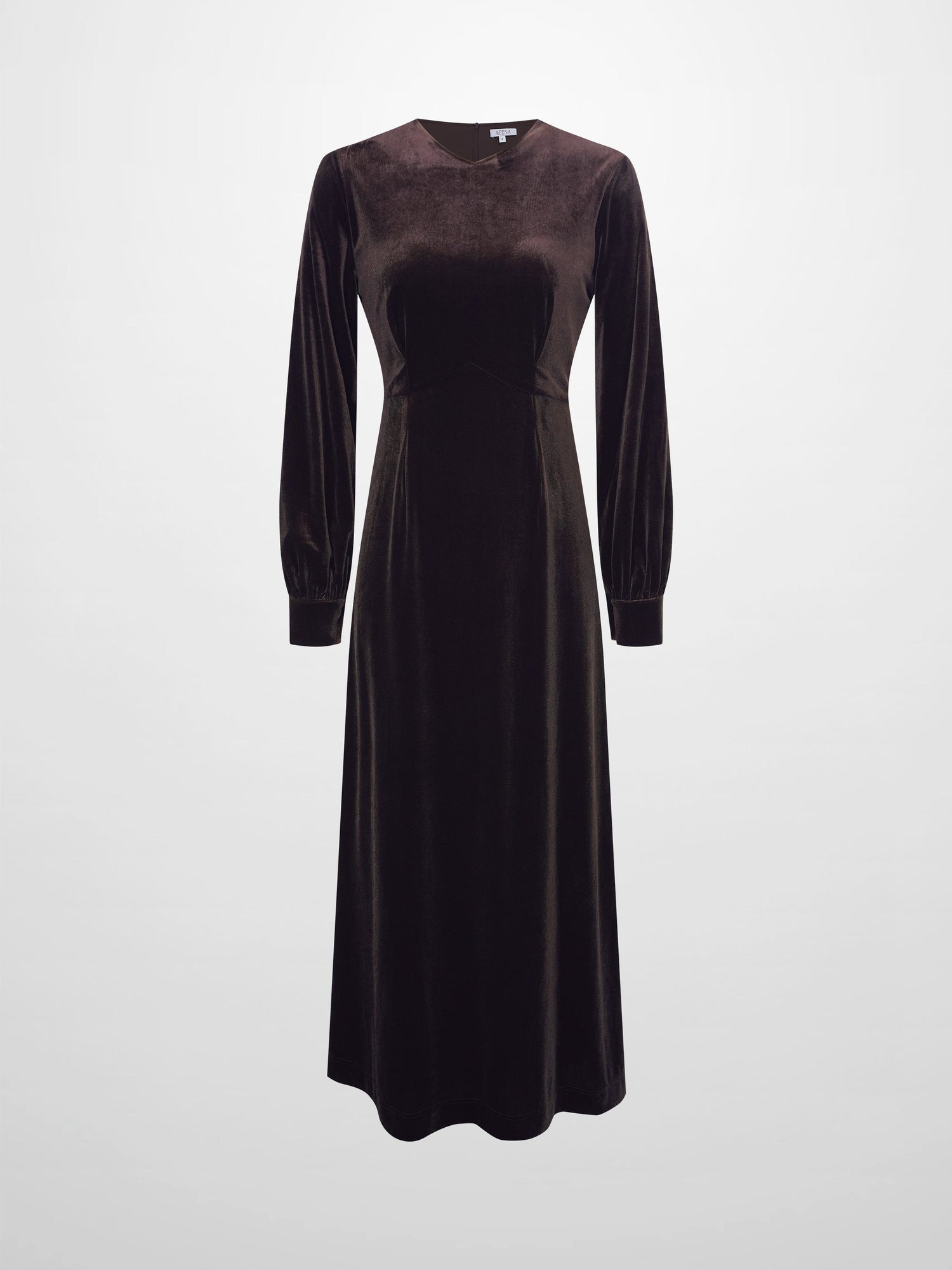 Velour Empire Waist Maxi Dress-Brown