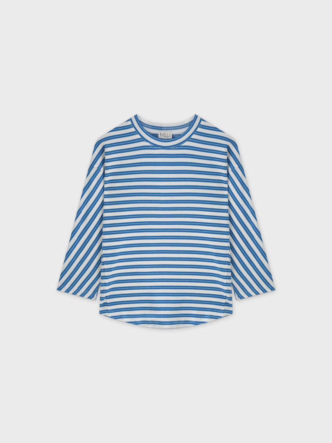 Striped Boxy Tee-Blue/White