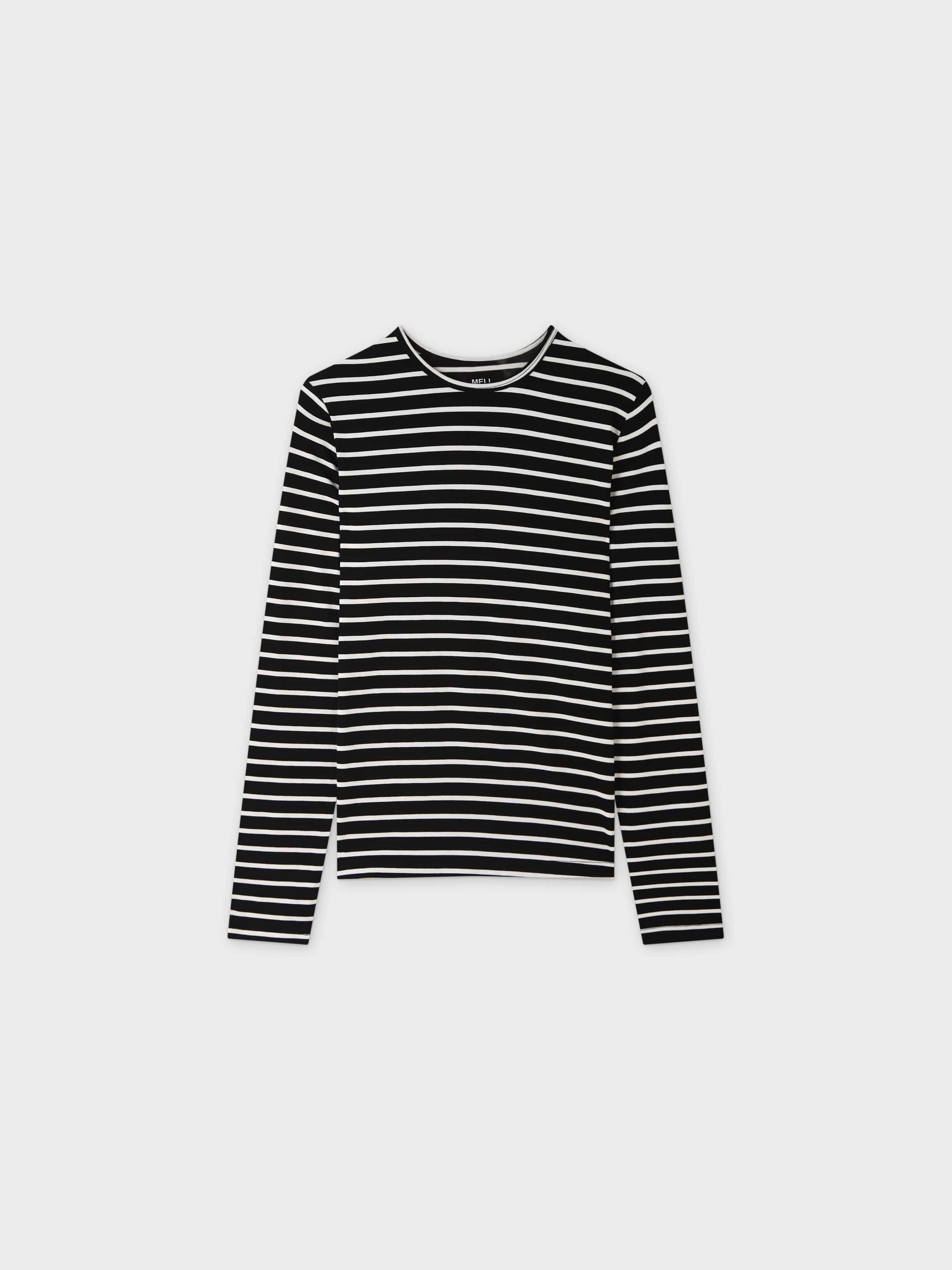 Butter Soft Striped Crew-Black/White