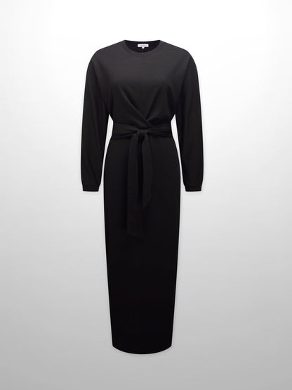 Wrap Tie T-Shirt Maxi Dress-Black