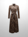 Long Button Down Shirtdress-Leopard Print