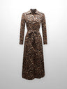 Long Button Down Shirtdress-Leopard Print
