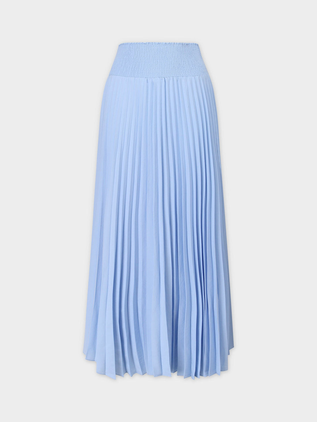 SHIRRED WAIST PLEATED SKIRT (LONG)-LIGHT BLUE