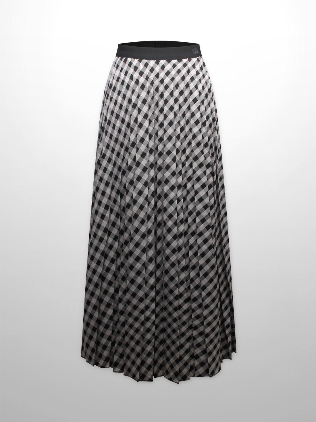 Printed Pleated Skirt-Tan/Black Gingham