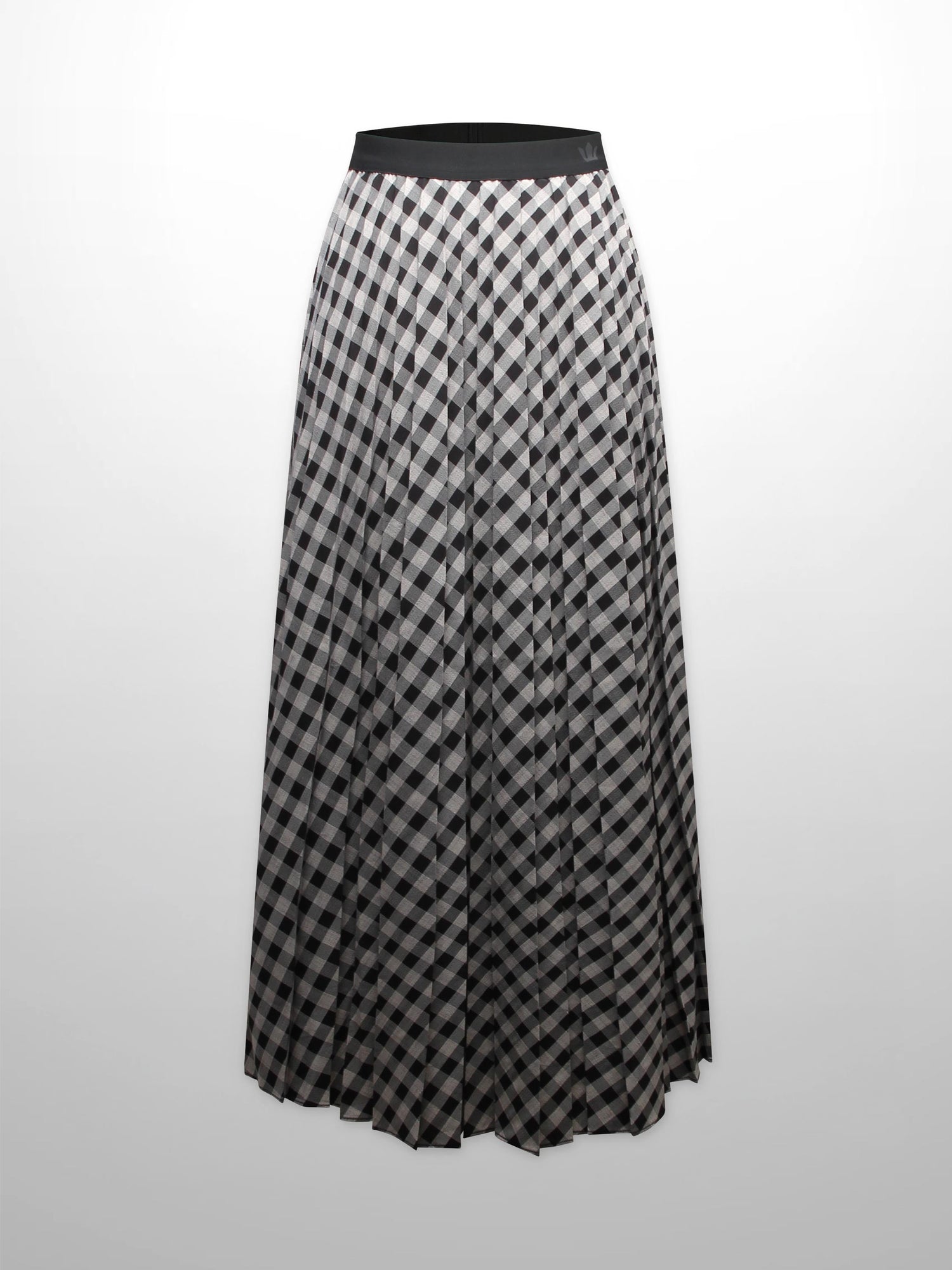 Printed Pleated Skirt-Tan/Black Gingham