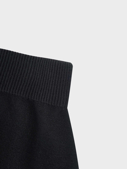 Side Zipper Straight Maxi Skirt-Black