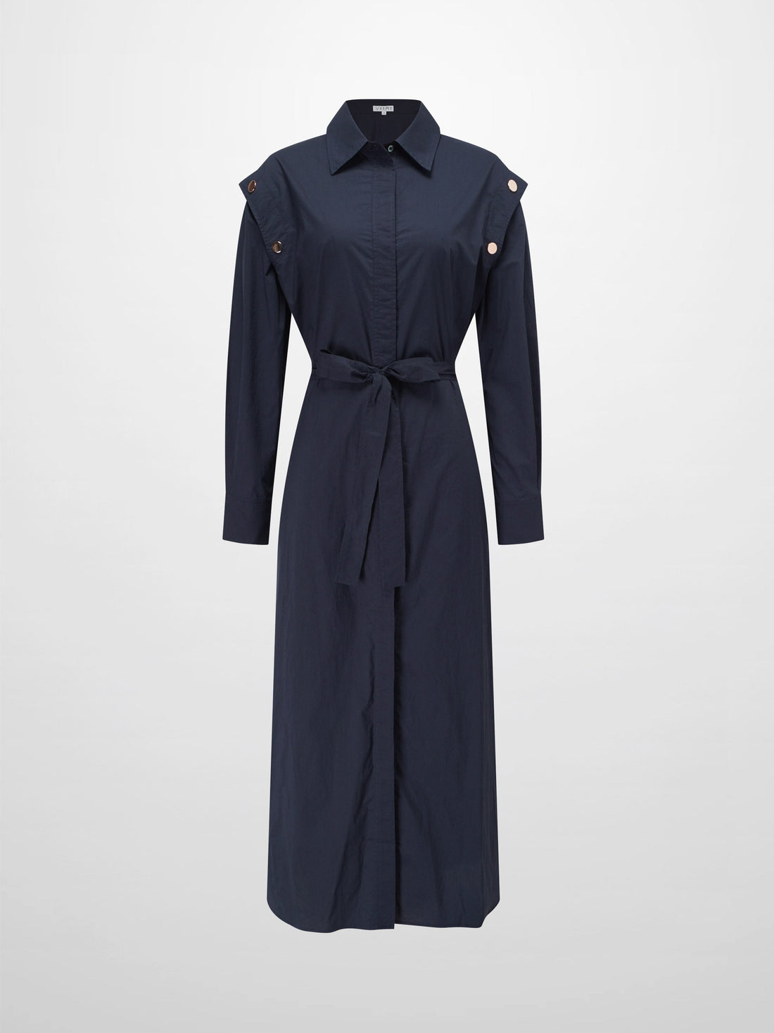 Button Overlay Shirtdress-Navy