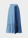 TRI COLOR SKIRT-DENIM