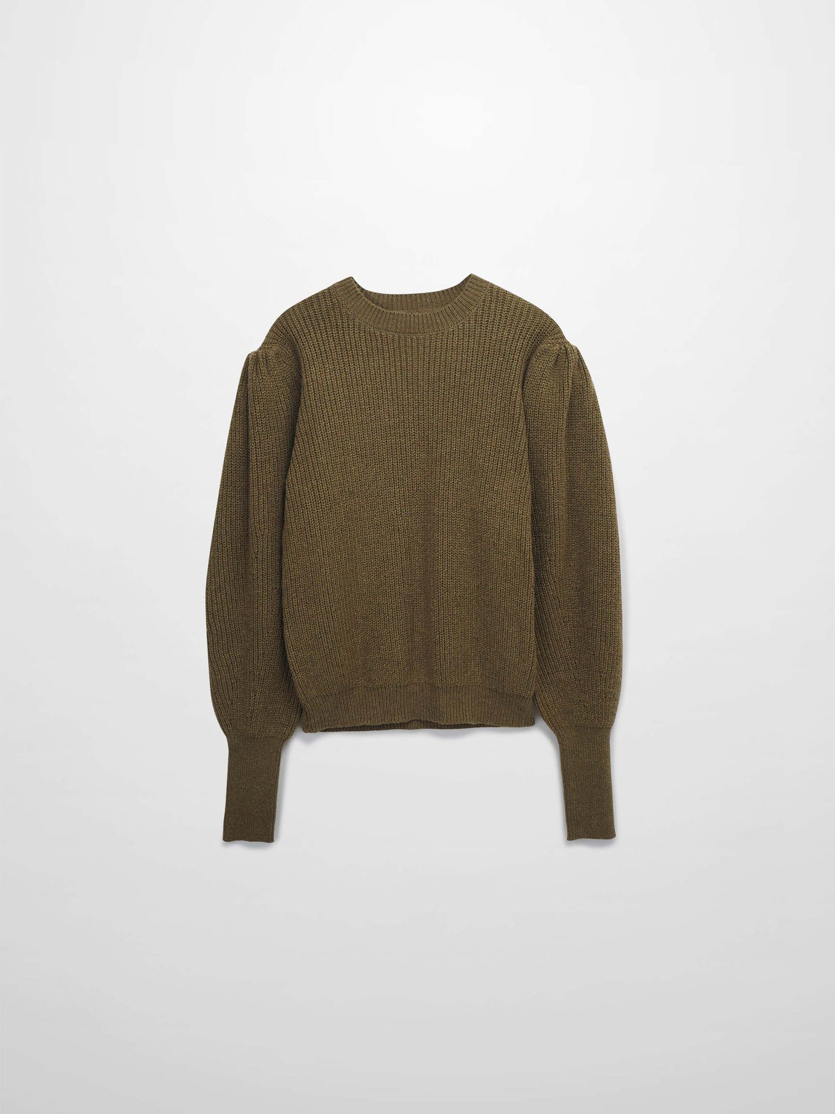 Puff Sleeve Sweater-Olive