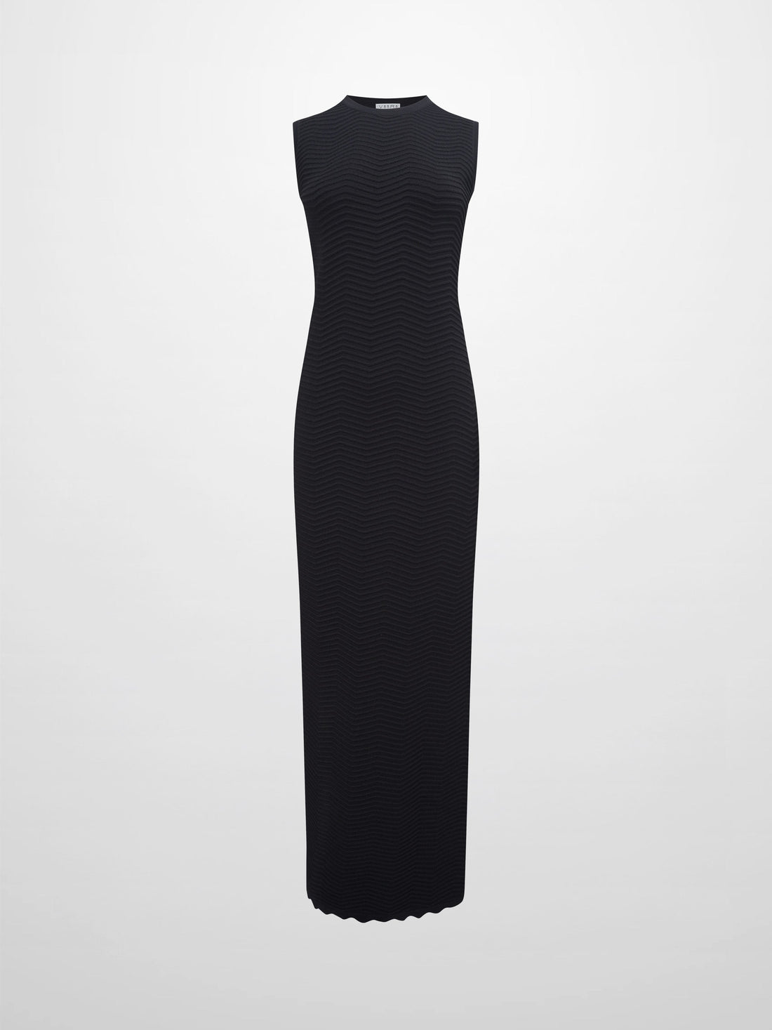Wave Knit Slip Dress-Black