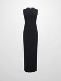 Wave Knit Slip Dress-Black