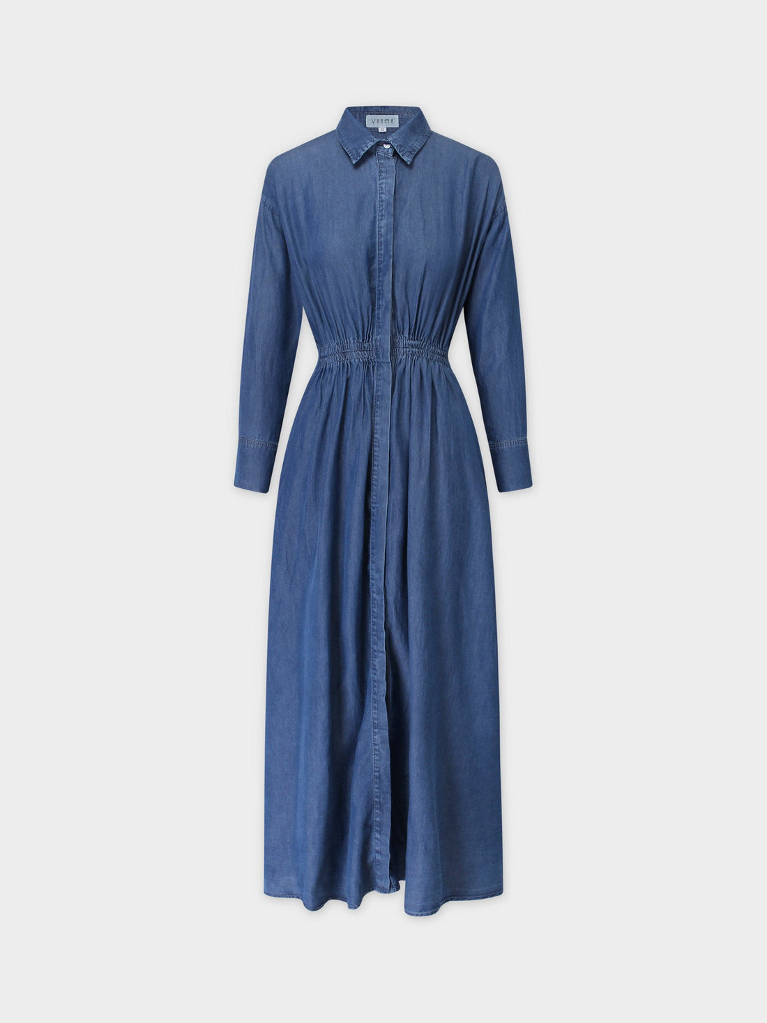 ELASTIC WAIST SHIRTDRESS-DENIM