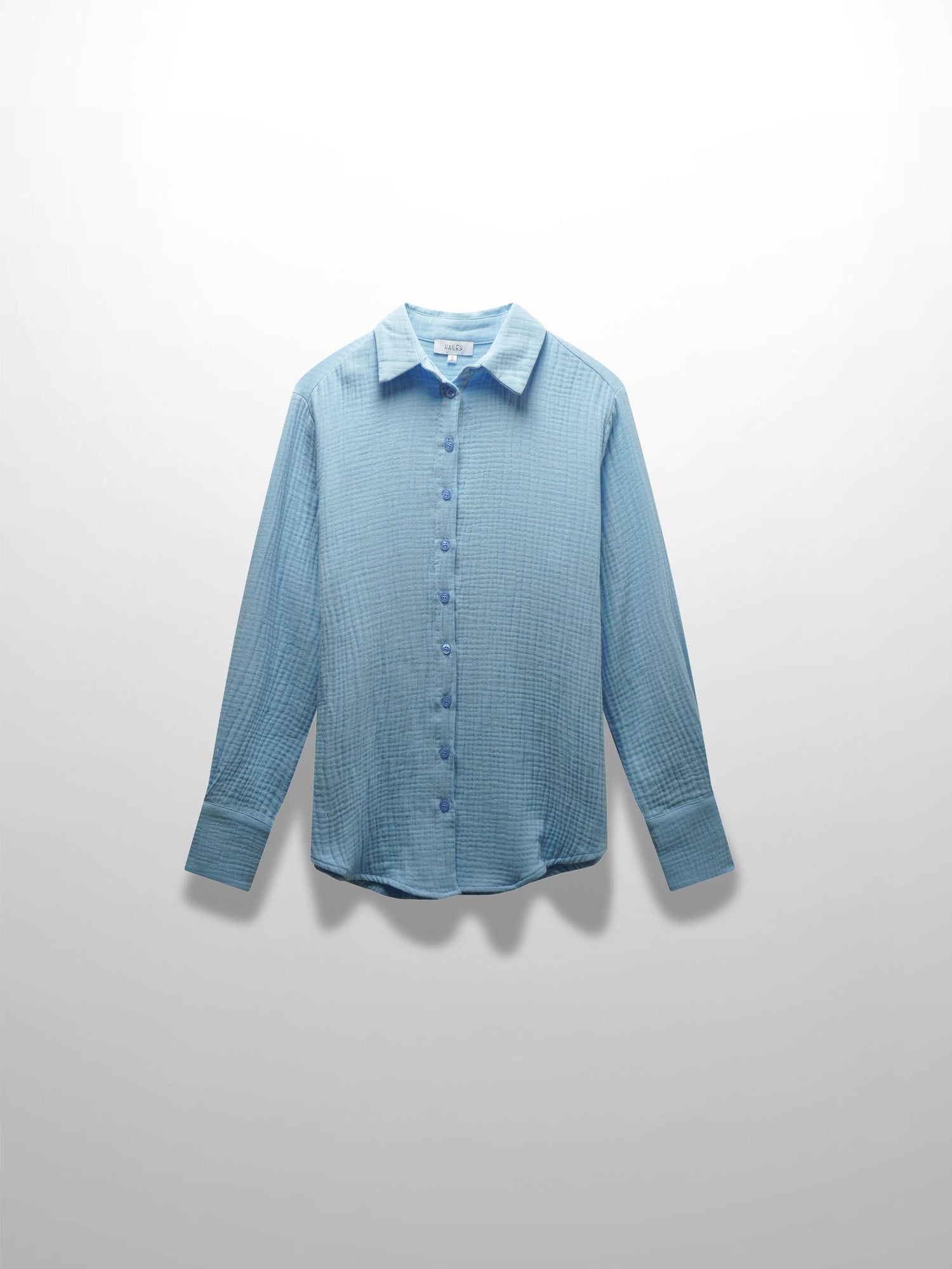 Gauze Button Down Blouse-Light Blue