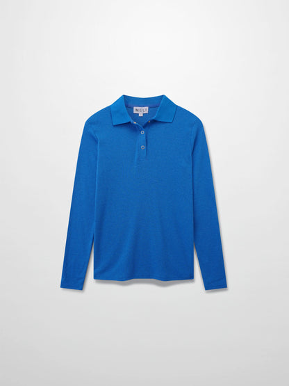 Ribbed Collar T-Shirt-Cobalt Blue