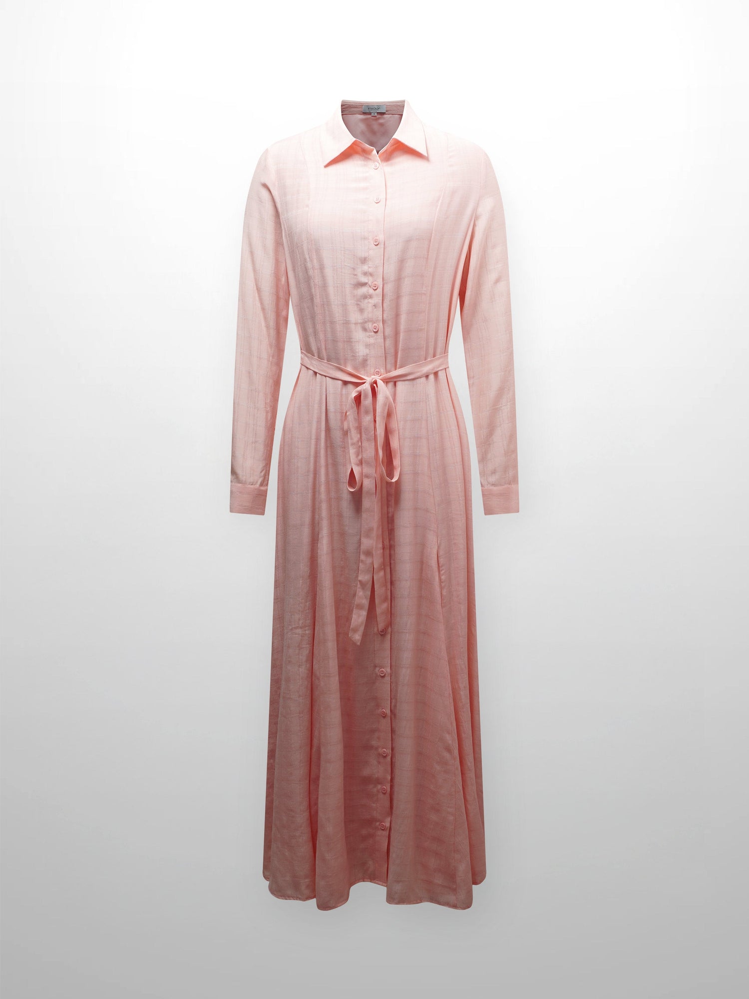 Collared A-Line Shirtdress-Pink Plaid