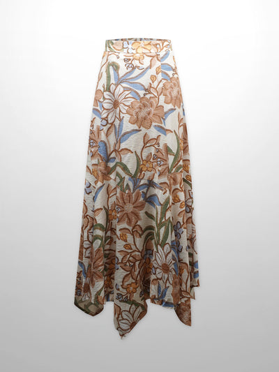 Handkerchief Bottom Skirt-Autumn Floral