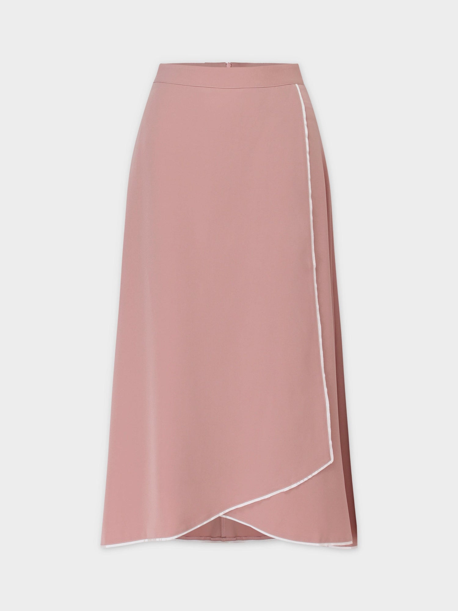 PIPED WRAP SKIRT-MAUVE/WHITE