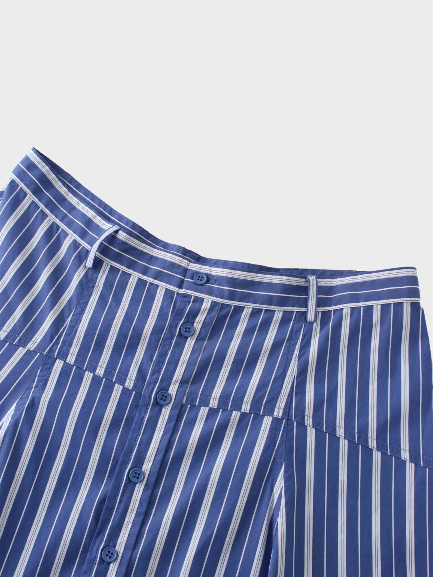 Button Down Yoke Circle Skirt-Blue Stripe