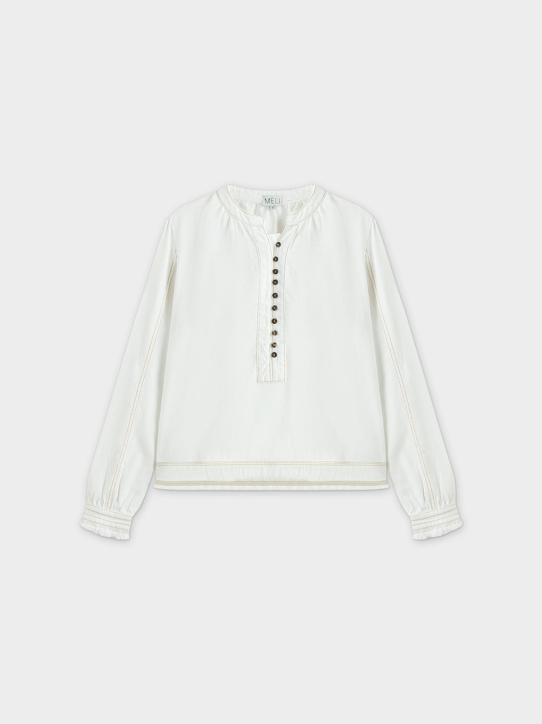 Denim Trapeze Top-White Denim