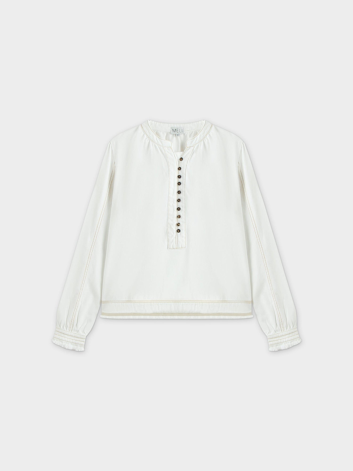 Denim Trapeze Top-White Denim