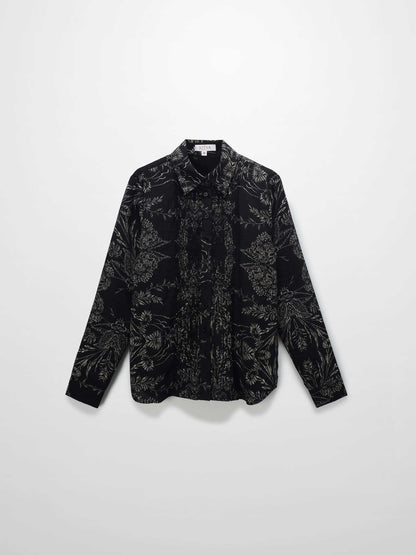 Pintuck Blouse-Tan Leaves