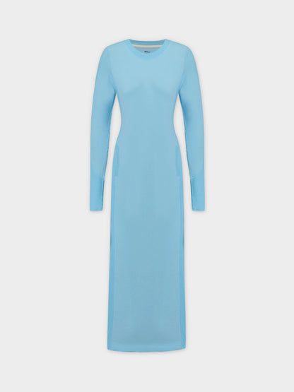 CREW NECK POCKET TEE DRESS 52"-SKY BLUE