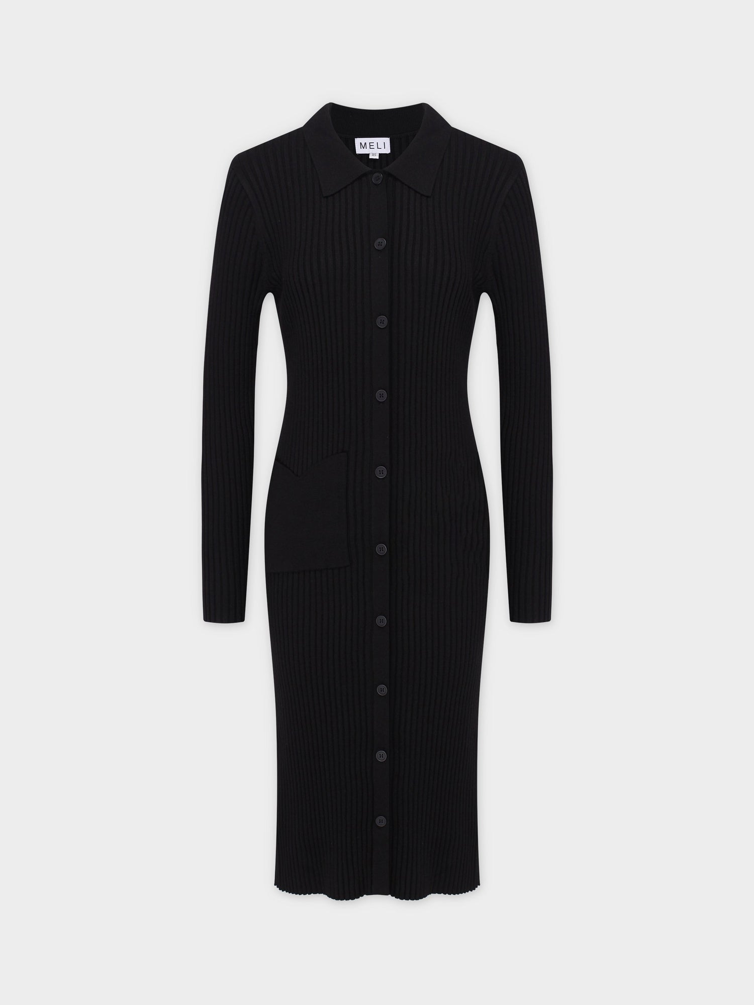 RIBBED CARDIGAN DRESS-42"BLACK Fame Off Central RIBBED CARDIGAN DRESS-42"BLACK Fame Off Central