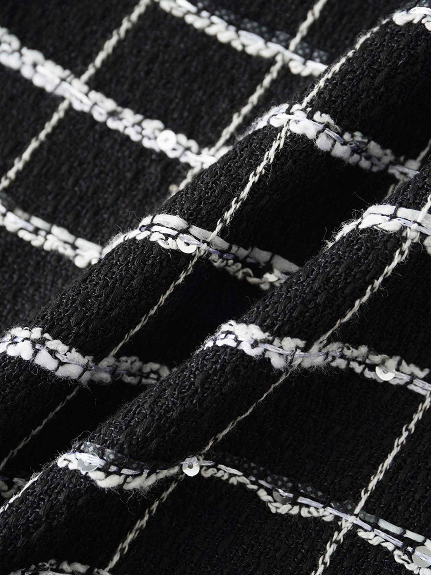 Boucle Pleat Skirt-Black and White