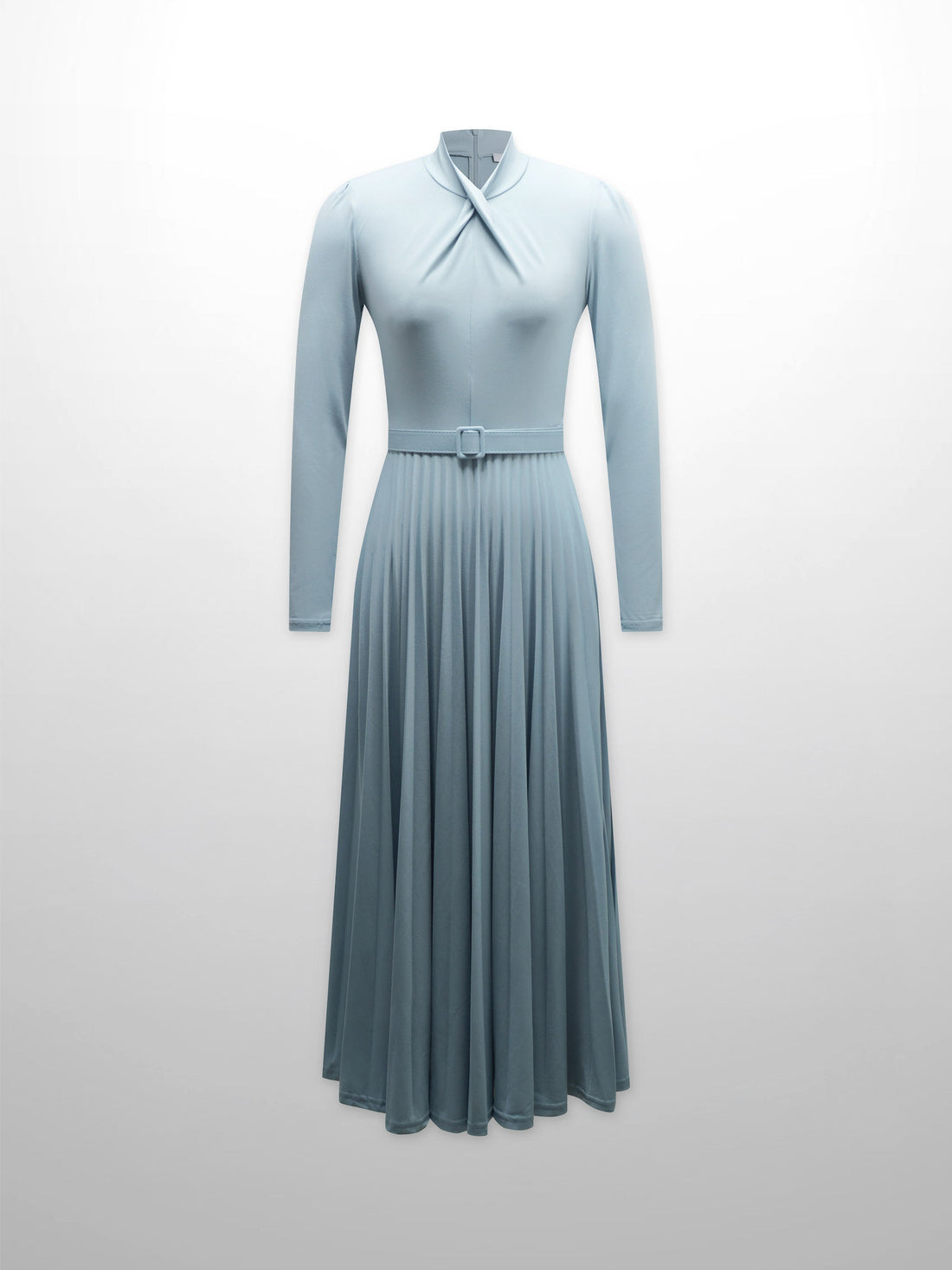 Front Knot Pleat Dress 50"-Baby Blue