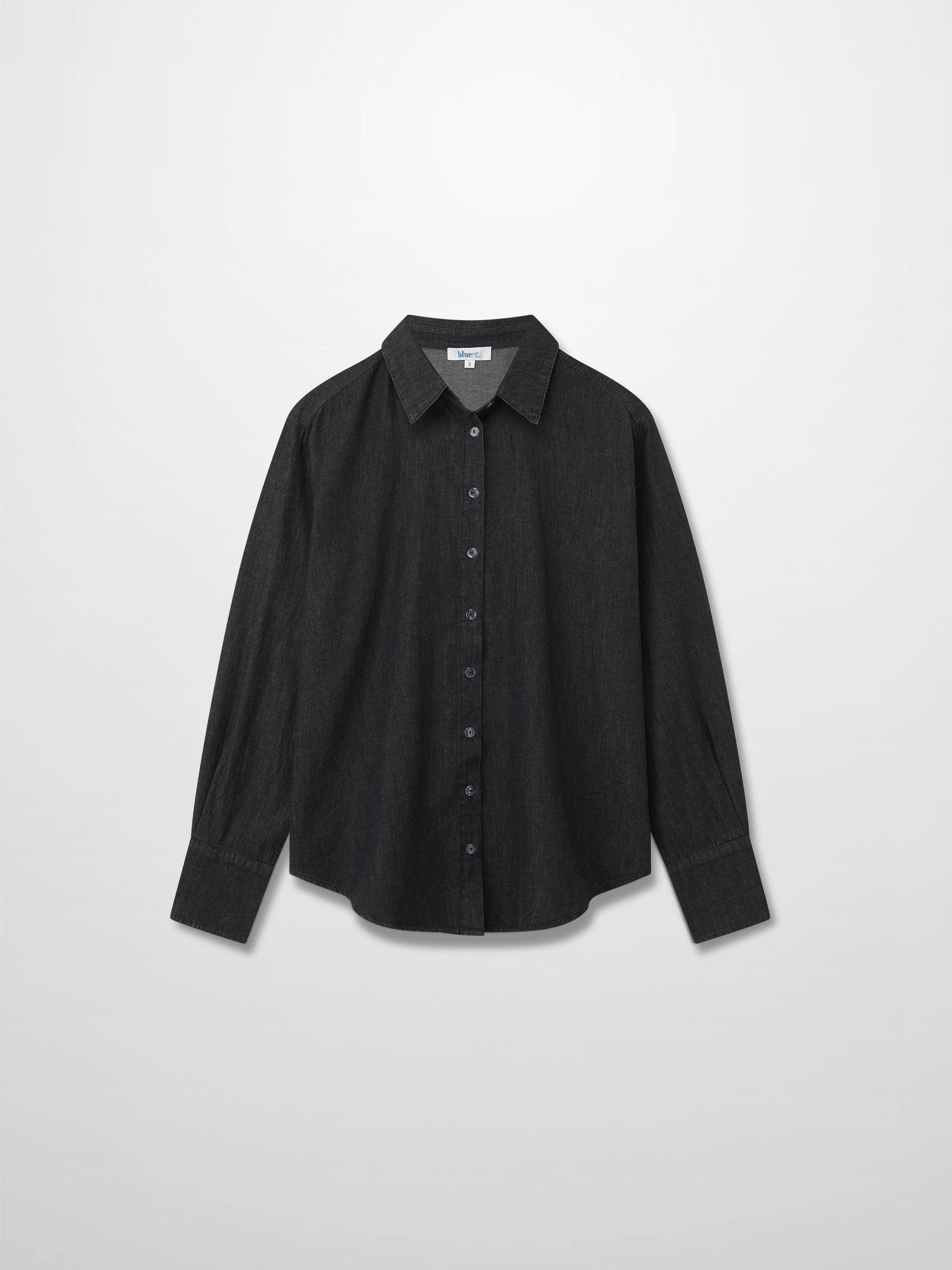 Denim Button Down Blouse-Black