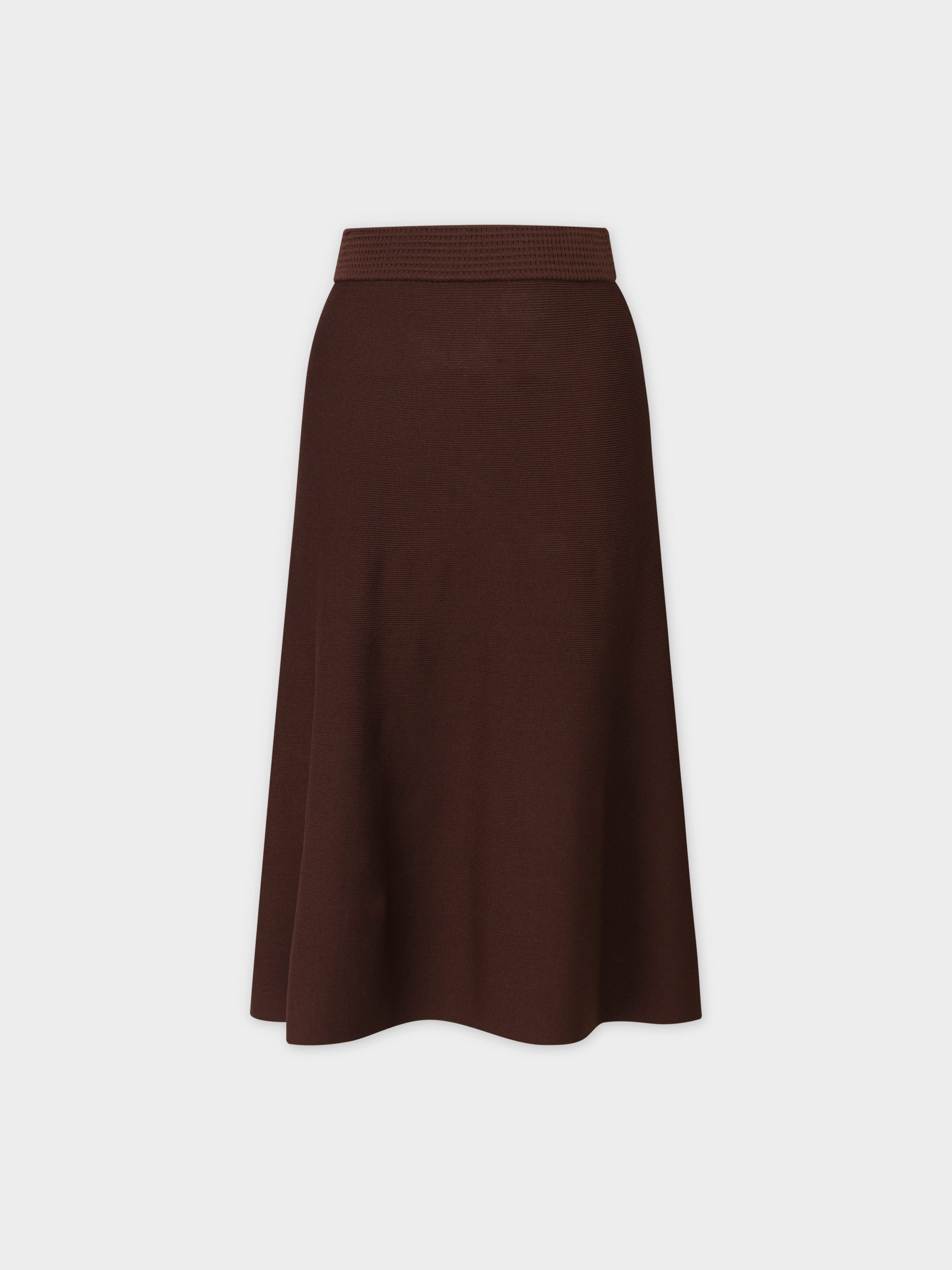 A LINE KNIT SKIRT 23&quot; - CHOCOLATE