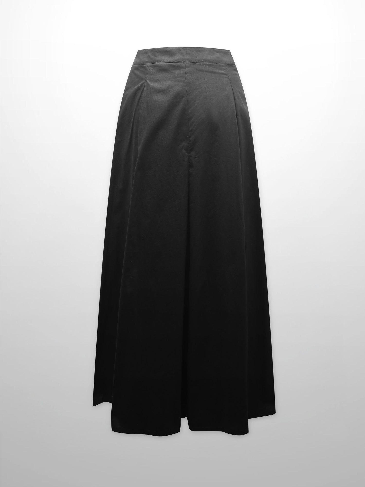 Stitch Down Cotton Pleated Skirt-Black