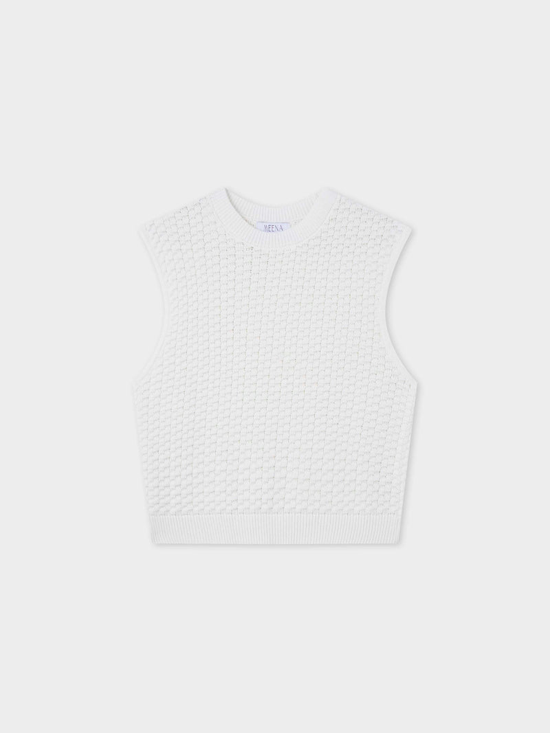 Box Weave Vest-Cream
