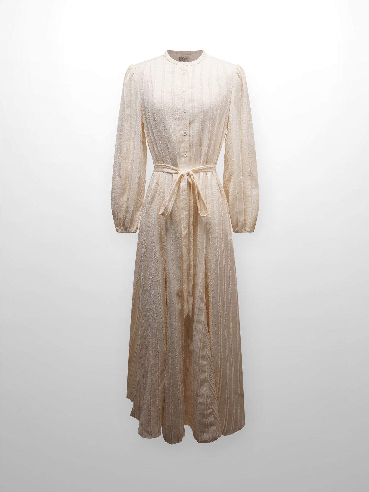 A Line Shirtdress-Fringe Stripe Ivory
