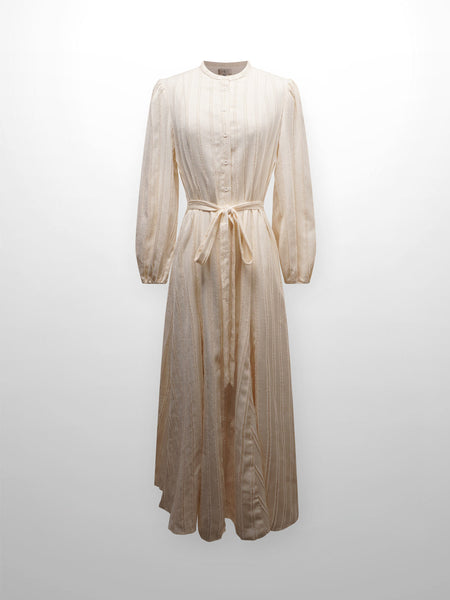 A Line Shirtdress-Fringe Stripe Ivory – Fame Off Central