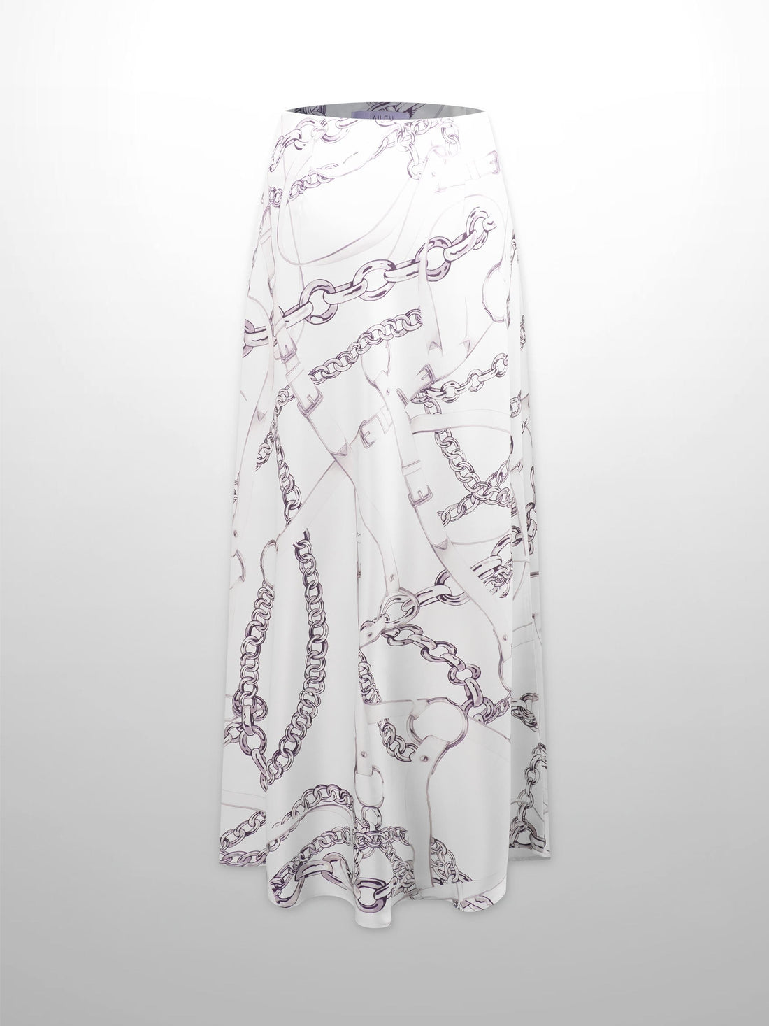 Printed Faux Satin Slip Skirt-Chain Design