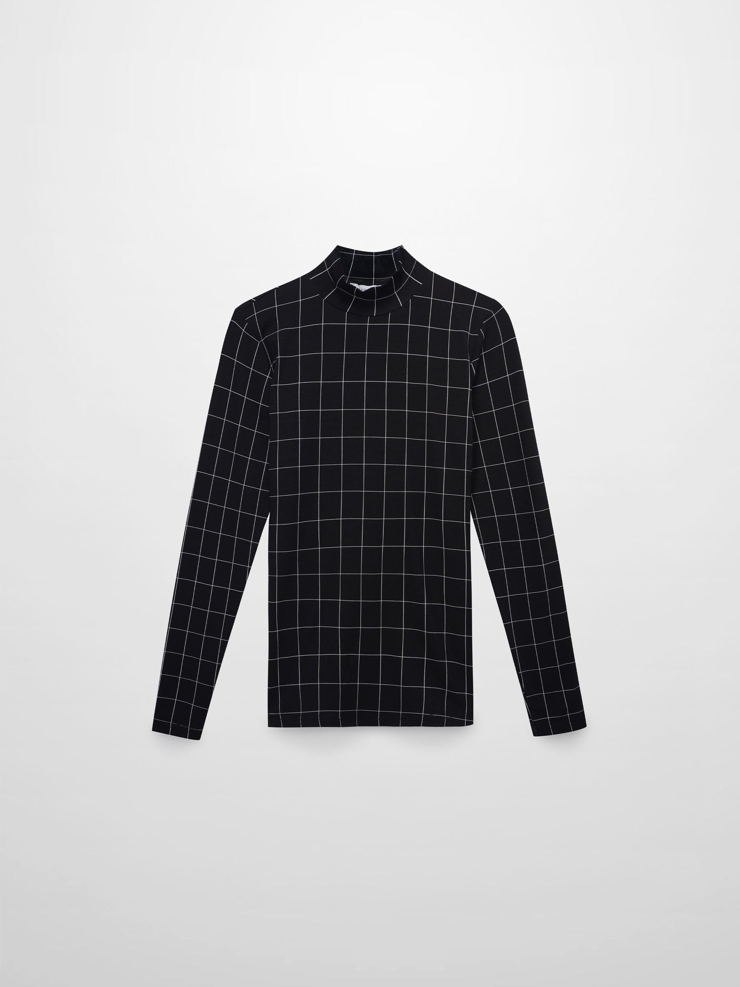 Printed Modal Turtleneck-Black Windowpane