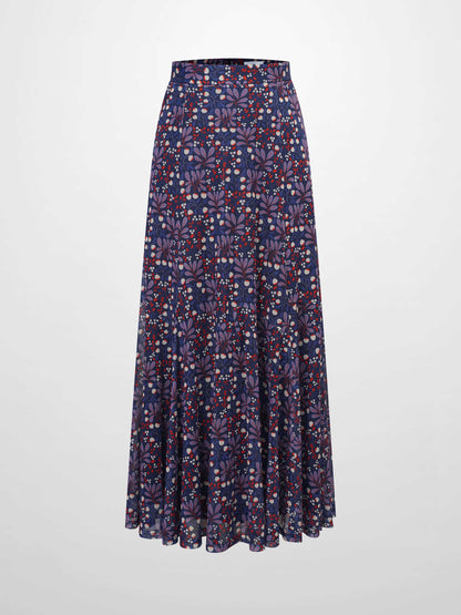 Mesh Trumpet Skirt-Lilac Flower