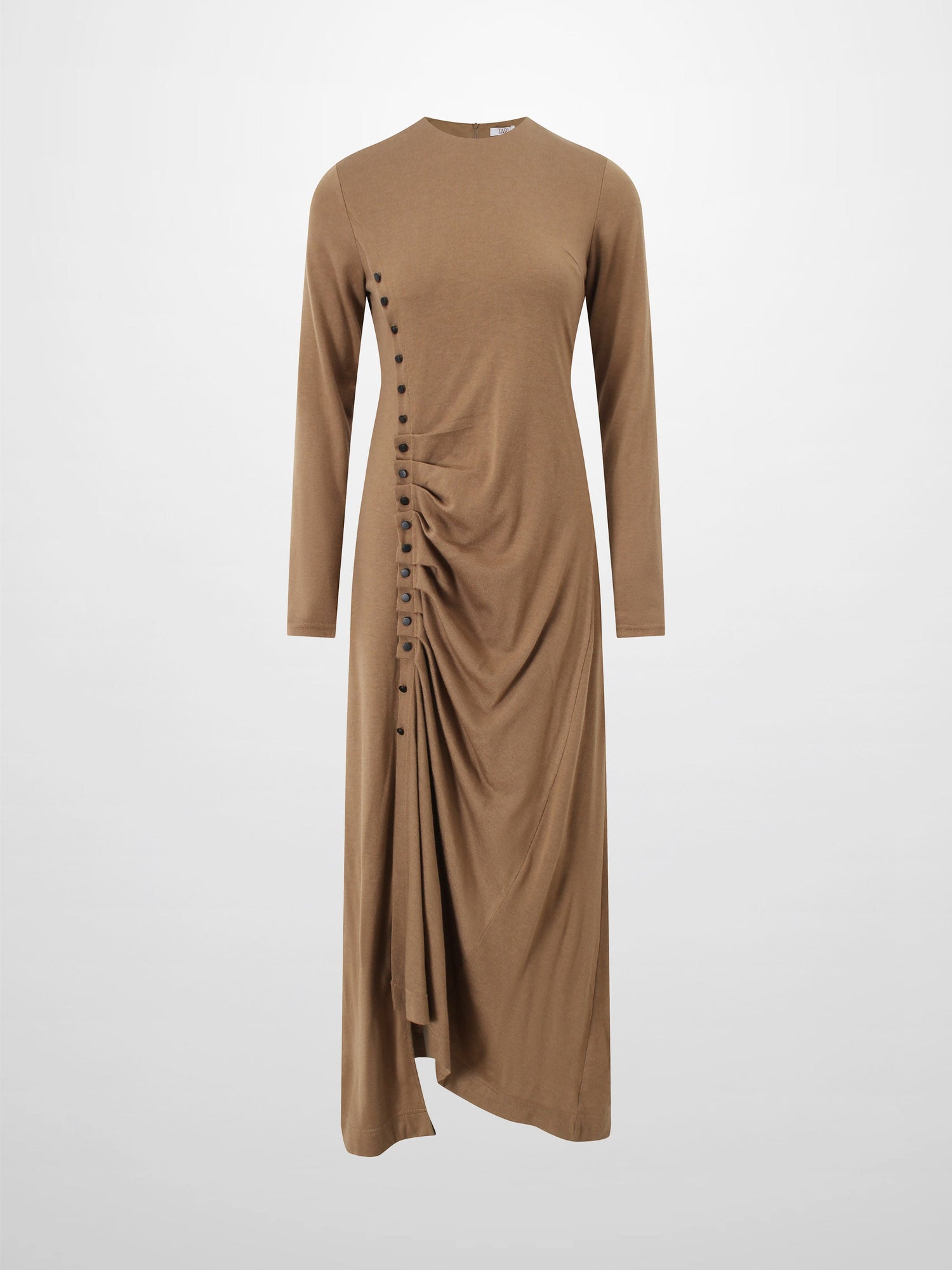 Side Shirred Button Down Knit-Camel
