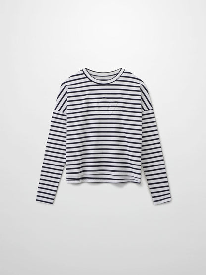 Crown Embossed T-Shirt-White/Blue