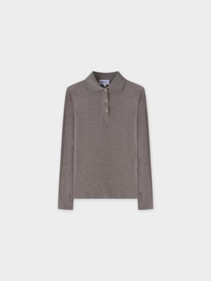 Ribbed Collar T-Shirt-Grey