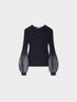 balloon sleeve sweater-navy/heather