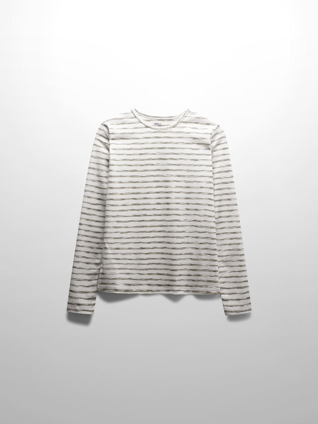 Multi Striped Ribbed Crew-Space Dye Olive
