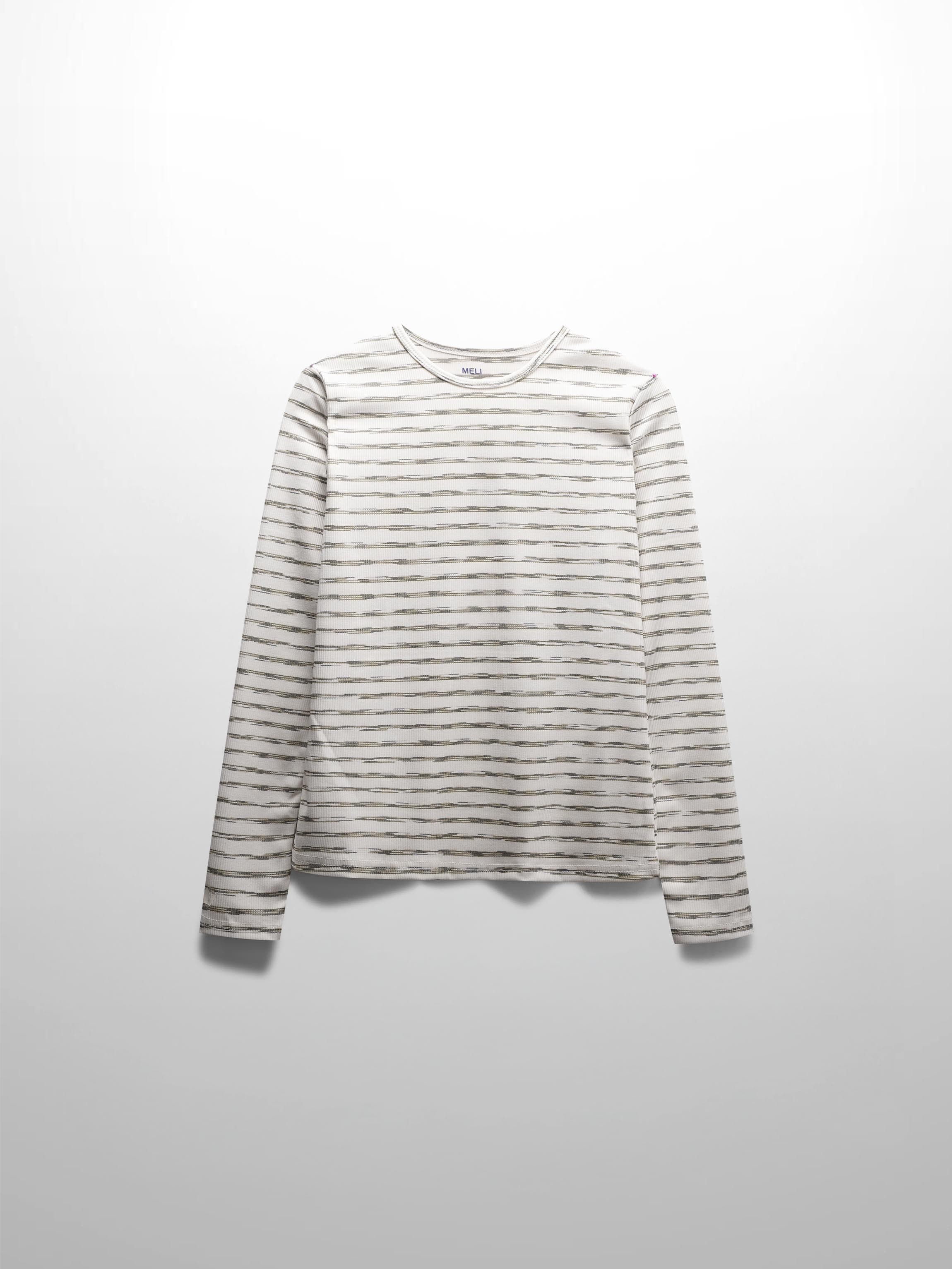 Multi Striped Ribbed Crew-Space Dye Olive